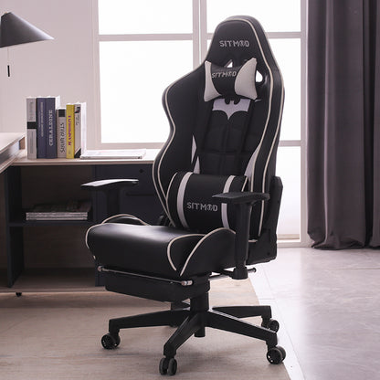 Ergonomic Gaming Chair 400 LBS High Back PU Leather Racing Style Computer Chair with Footrest Adjustable Headrest Lumbar Pillow 180° Reclining Swivel Office Chair