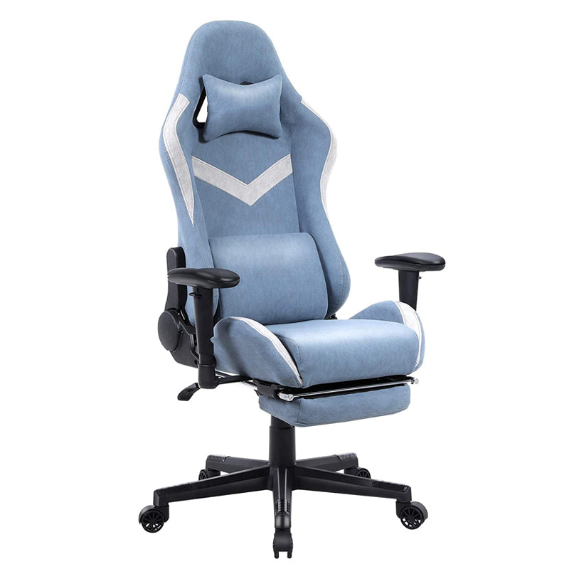 Dowinx Ergonomic Fabric Gaming Chair High Back Racing Style Computer Chair with Massage Lumbar Pillow 170° Reclining Retractable Footrest