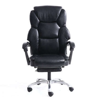 Executive Office Chair High-Back Plush Ergonomic Desk Chair with Retractable Footrest, Premium PU Leather Reclining Office Chair with 360° Swivel & Height Adjustment Luxury Office Chair for Home & Corporate Spaces