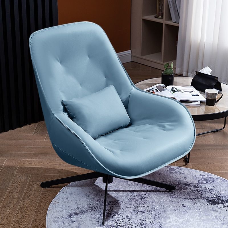 Swivel Leather Armchair Tufted Design Ergonomic Shape & Optional Ottoman for Modern Lounges
