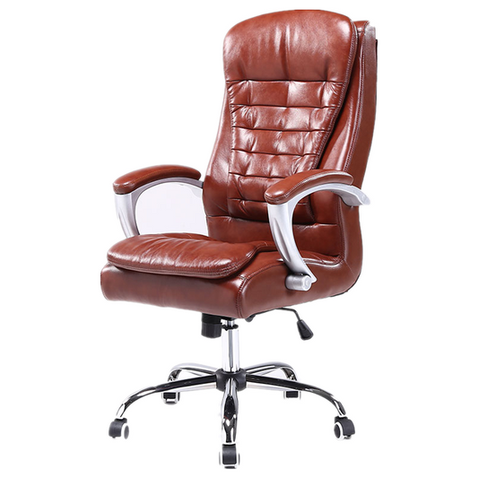 Executive Office Chair High-Back Quilted Ergonomic Desk Chair with 90-135° Recline, Premium PU Leather Office Chair with 360° Swivel & Height Adjustment Multi-Color Office Chair for Home & Corporate Spaces