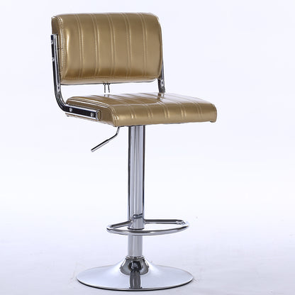Bar Chair Bar Stool Adjustable Height Swivel Bar Stool with Vertical Stitched Backrest and Cushion PU Leather Upholstered Chrome Metal Base Multifunctional Modern Bar Stool for Home Bar Kitchen Island Pub Living Room Home Decor