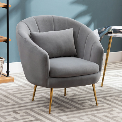 Velvet Curved Armchair & Sofa Set Fan-Stitch Design Gold Legs & Multi-Color Options for Stylish Lounges