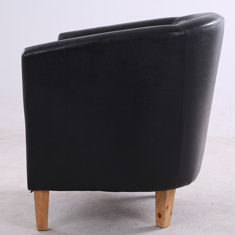 Vibrant Red Leather Tub Armchair Sleek Curved Design Sturdy Wooden Legs Single Seater for Living Rooms & Cozy Reading Nooks