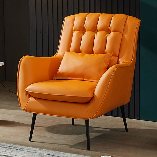 Tufted Wingback Armchair Velvet/Leather Upholstery Metal Legs & Matching Ottoman for Luxe Lounging