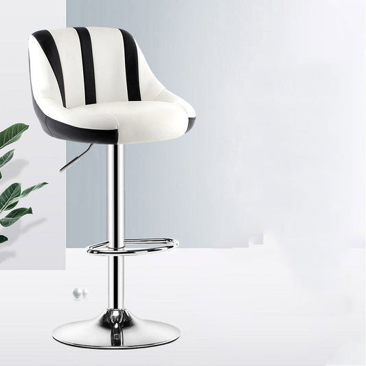Adjustable Height Bar Stool Diamond-Quilted Leather Cushion Multi-Color Options & Chrome Disc Base Adjustable Height Bar Stool: Diamond-Quilted Leather Cushion, Multi-Color Options & Chrome Disc Base
