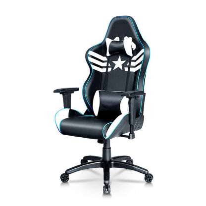 Captain America Themed Ergonomic Gaming Chair High Back PU Leather Racing Style Computer Chair with Adjustable Headrest Lumbar Pillow and 360° Swivel Base