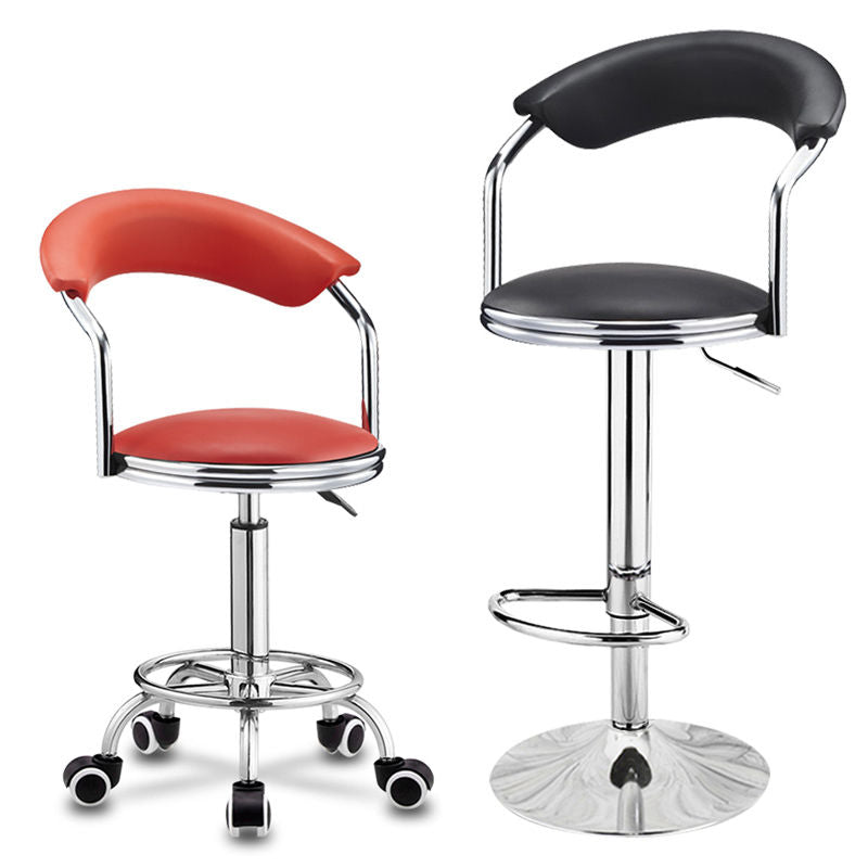 Adjustable Height Bar Stool Curved Padded Backrest Colorful Upholstery & Dual-Base Options