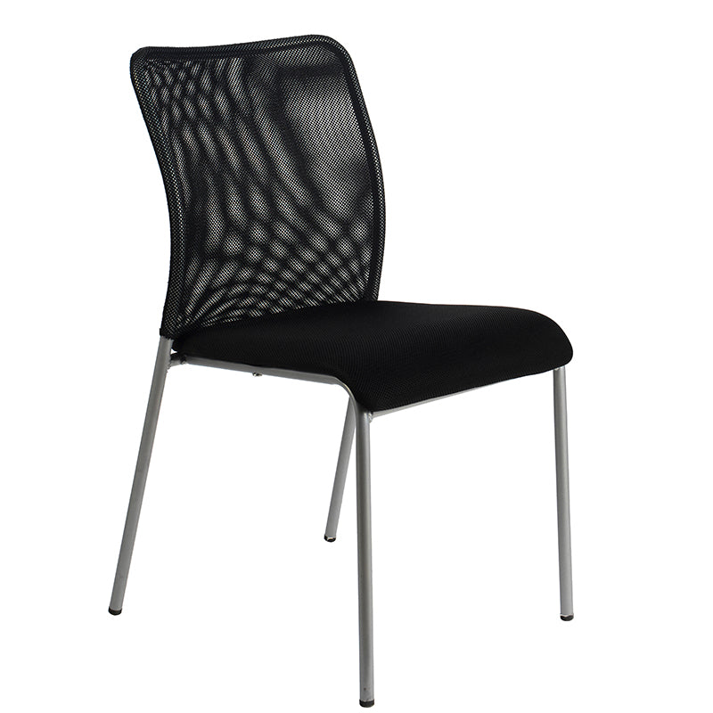 Office Chair Mesh Back Fabric Seat with Silver Metal Frame Ergonomic Stackable Conference Room Chair for Reception Meeting Room and Home Office
