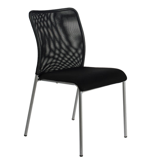 Office Chair Mesh Back Fabric Seat with Silver Metal Frame Ergonomic Stackable Conference Room Chair for Reception Meeting Room and Home Office