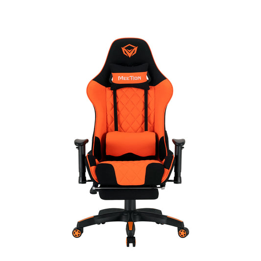 Ergonomic Gaming Chair High Back Fabric Racing Style Computer Chair with Footrest Adjustable Headrest Lumbar Pillow 180° Reclining Swivel Office Chair
