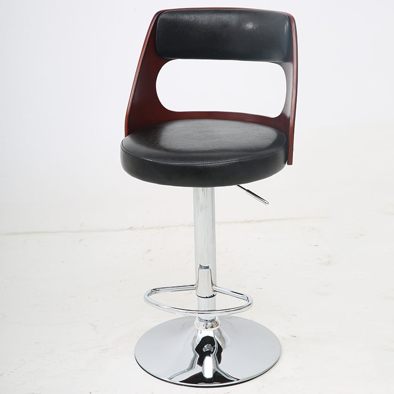 Bar Chair Bar Stool with Hollow Wood Frame PU Leather Seat Chrome Metal Base Multifunctional Height Adjustable Swivel Stool for Home Bar Kitchen Island Pub Living Room Home Decor