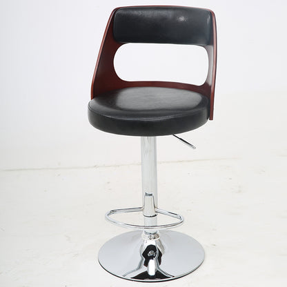 Bar Chair Bar Stool with Hollow Wood Frame PU Leather Seat Chrome Metal Base Multifunctional Height Adjustable Swivel Stool for Home Bar Kitchen Island Pub Living Room Home Decor