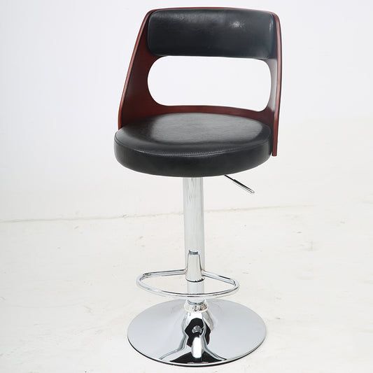 Bar Chair Bar Stool with Hollow Wood Frame PU Leather Seat Chrome Metal Base Multifunctional Height Adjustable Swivel Stool for Home Bar Kitchen Island Pub Living Room Home Decor
