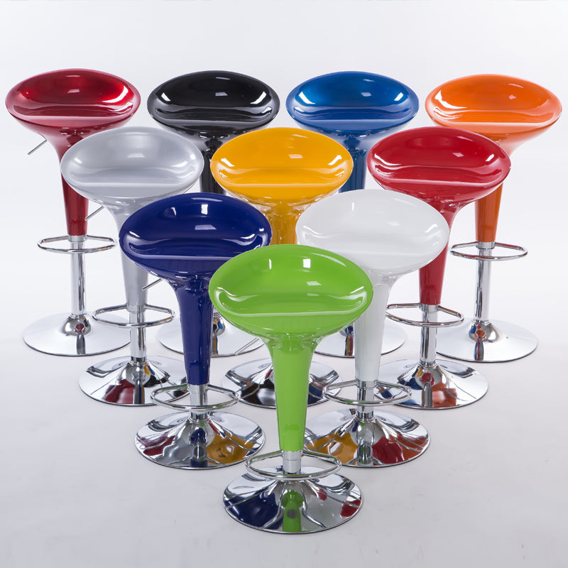 Bar Chair Bar Stool with Glossy ABS Plastic Integrated Seat Chrome Metal Base Multifunctional Height Adjustable Swivel Stool for Home Bar Kitchen Island Pub Living Room Home Decor