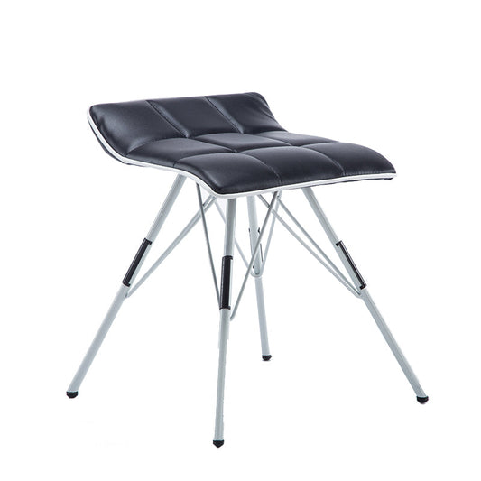 Foldable Lightweight Seat Cross Metal Legs Tufted Leather Cushion for Small Spaces & Dining Areas