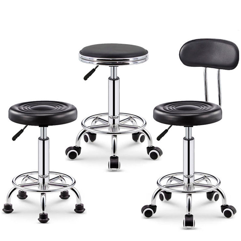 Adjustable Bar Chair Swivel Bar Stool with Hollow Backrest PU Leather Upholstered Chrome Metal Legs Multifunctional Counter Height Bar Stool for Home Bar Kitchen Island Pub Living Room Home Decor