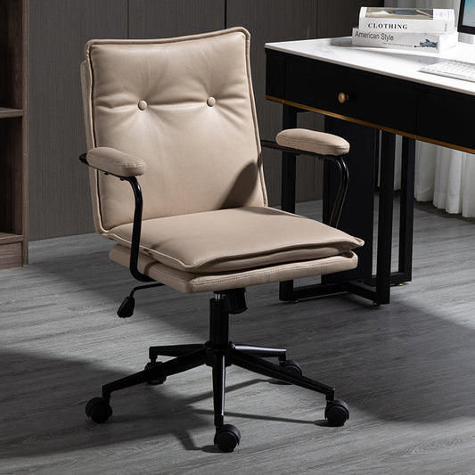 Office Chair Mid-Back Ergonomic Desk Chair with Button-Tufted PU Leather 360° Swivel & Height Adjustment Multi-Color Luxury Chair for Home Office & Vanity