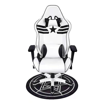 Captain America Themed Ergonomic Gaming Chair High Back PU Leather Racing Style Computer Chair with Adjustable Headrest Lumbar Pillow and 360° Swivel Base