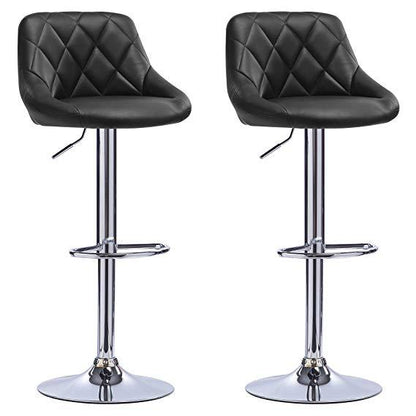 Bar Chair Bar Stool with Diamond Quilted Leather Cushion Chrome Metal Base Multifunctional Height Adjustable Swivel Stool for Home Bar Kitchen Island Pub Living Room Home Decor