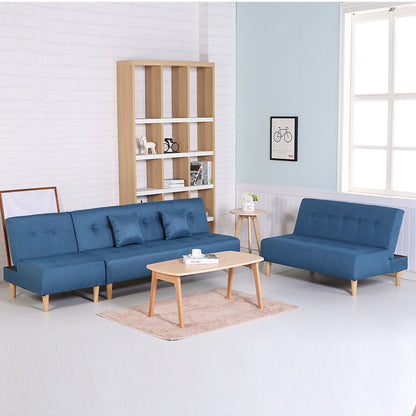 Blue Fabric Convertible Chair with Storage Modern Single Seat for Living Room