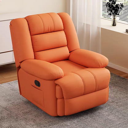PU Leather Manual Recliner Chair Single Seater Functional Sofa Living Room Lounge Chair with Side Pocket Adjustable Home Theater Seating