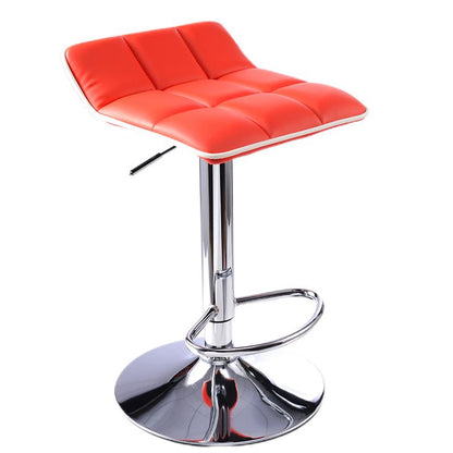 Bar Chair Bar Stool Adjustable Height Swivel Bar Stool with Grid Stitched PU Leather Cushion Chrome Metal Base Multifunctional Modern Bar Stool for Home Bar Kitchen Island Pub Living Room Home Decor
