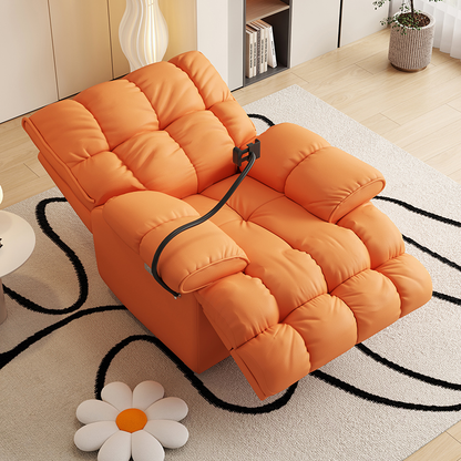 Recliner Sofa with Adjustable Back and Footrest, Faux Fabric Lazy Sofa for Living Room Bedroom, Comfortable Relaxing Lounge Chair with Remote Control and Phone Holder