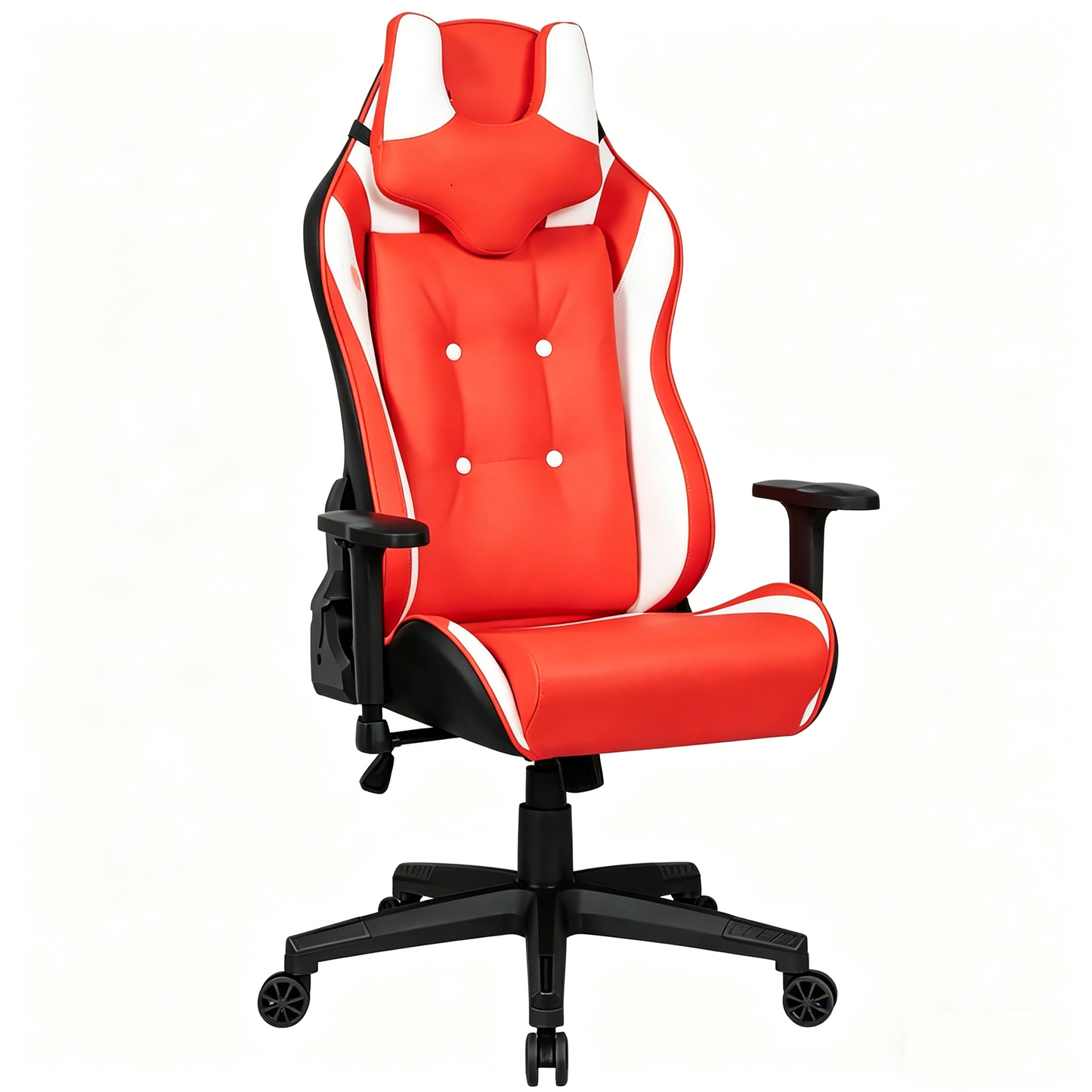 Ergonomic Gaming Chair High-Back PU Leather Office Chair with Lumbar Support, Headrest, Adjustable Armrests and Swivel Base for Gaming and Home Office