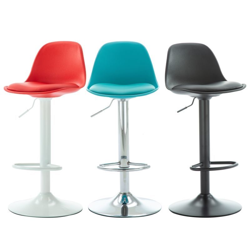 Bar Chair Adjustable Swivel Bar Stool with Molded Plastic Backrest and Seat PU Leather Upholstered Chrome Metal Legs Multifunctional Counter Height Bar Stool for Home Bar Kitchen Island Pub Living Room Home Decor