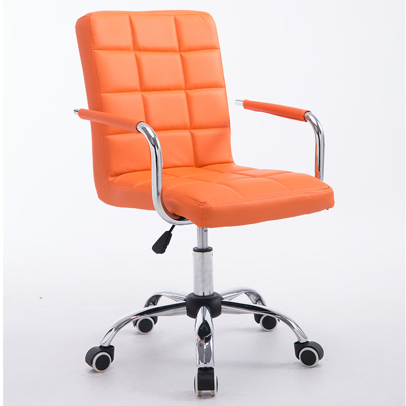 Bar Chair Bar Stool with Grid Quilted Cushion PU Leather Upholstered Chrome Metal Armrests and Casters Multifunctional Adjustable Height Swivel Stool for Home Bar Kitchen Island Pub Living Room Home Decor