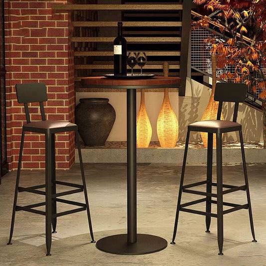 Bar Chair Bar Stool with Industrial A-Frame Legs Wood Seat Black Metal Base Stationary Stool for Home Bar Kitchen Island Pub Living Room Home Decor