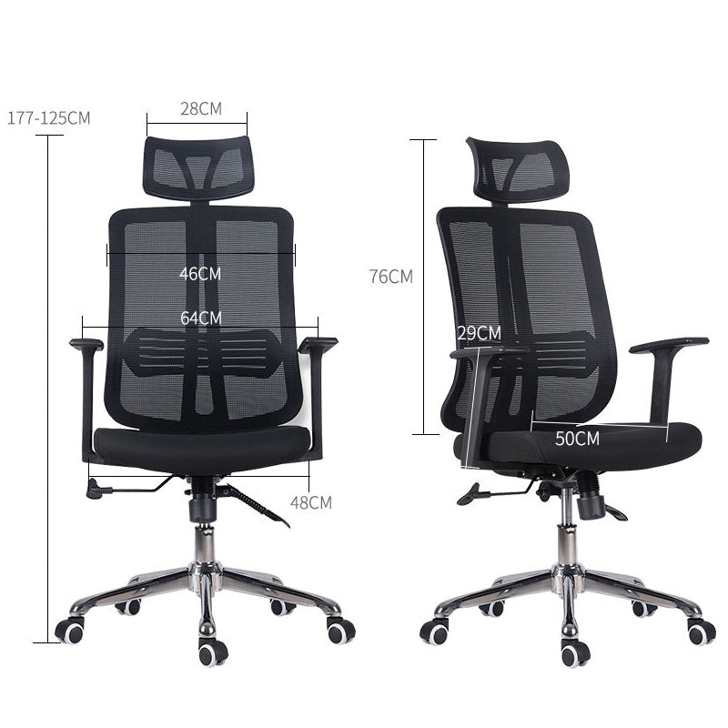 High-Back Dual Mesh Ergonomic Office Chair Adjustable Headrest Desk Chair with Breathable Double Mesh Back 360° Swivel & Height Adjustment Black Office Chair for Home & Gaming