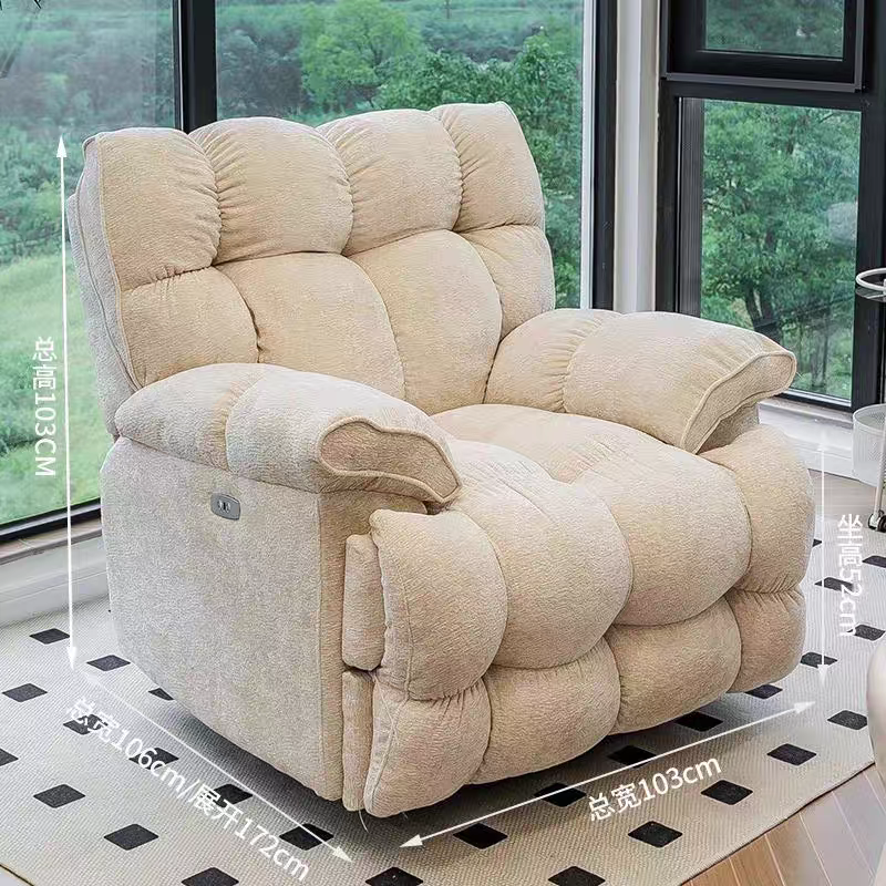 Recliner Sofa with Adjustable Back and Footrest, Faux Fabric Lazy Sofa for Living Room Bedroom, Comfortable Relaxing Lounge Chair with Remote Control and Phone Holder