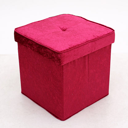 Folding Storage Ottoman Bench Footrest Shoe Changing Stool Velvet Upholstered Footstool with Lift Top Lid for Living Room Bedroom Entryway