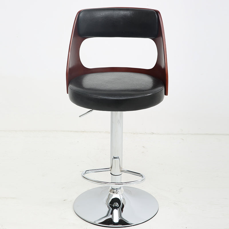 Bar Chair Bar Stool with Hollow Wood Frame PU Leather Seat Chrome Metal Base Multifunctional Height Adjustable Swivel Stool for Home Bar Kitchen Island Pub Living Room Home Decor