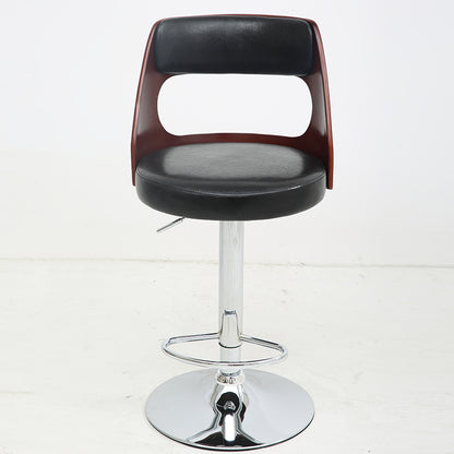 Bar Chair Bar Stool with Hollow Wood Frame PU Leather Seat Chrome Metal Base Multifunctional Height Adjustable Swivel Stool for Home Bar Kitchen Island Pub Living Room Home Decor