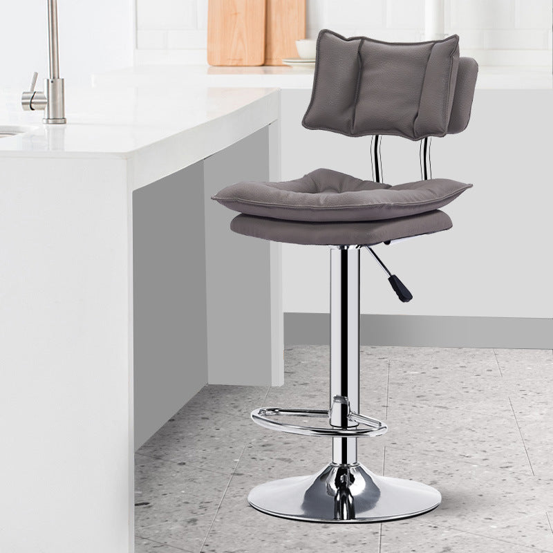 Bar Chair Adjustable Swivel Bar Stool with Double Padded Seat and Backrest PU Leather Upholstered Chrome Metal Legs Multifunctional Counter Height Bar Stool for Home Bar Kitchen Island Pub Living Room Home Decor