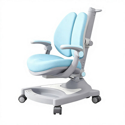 Adjustable Kids Study Chair Ergonomic Children Desk Chair with Double Backrest Footrest and Caster Wheels for Boys Girls Teens Home School Use