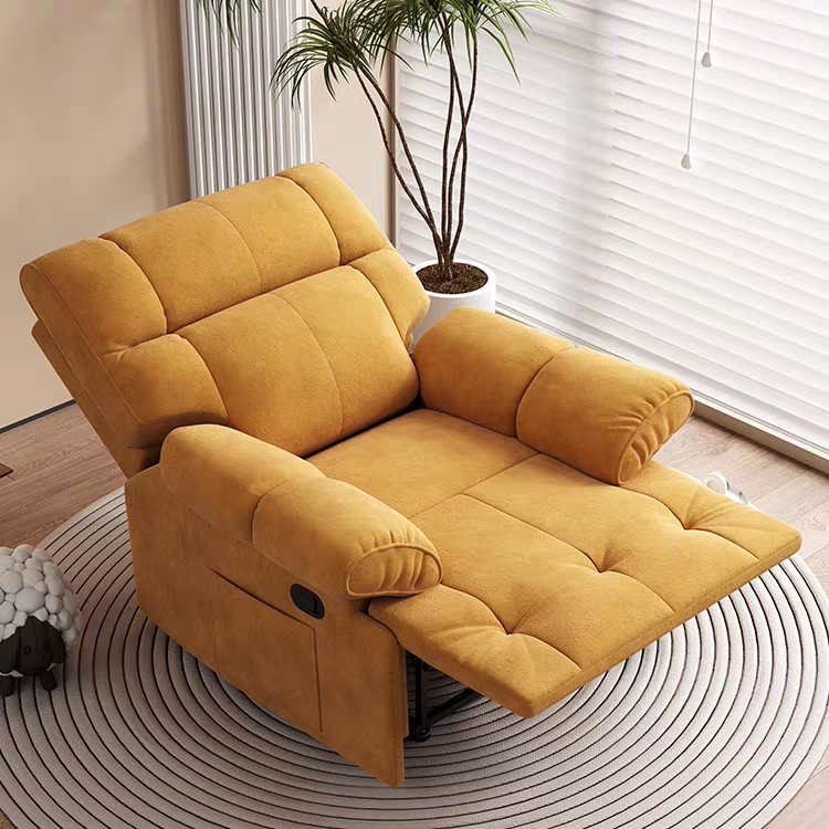 Single Seater Recliner Chair Ergonomic Adjustable Functional Sofa Home Theater Lounge Chair with Side Pocket Comfortable Padded Reclining Armchair for Living Room Bedroom