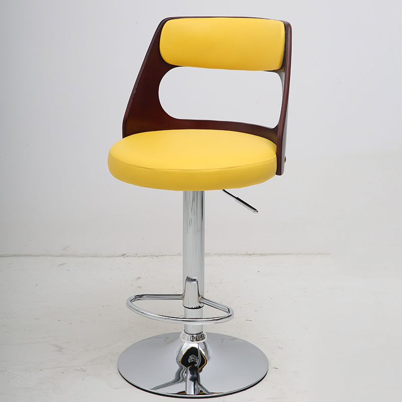 Bar Chair Bar Stool with Hollow Wood Frame PU Leather Seat Chrome Metal Base Multifunctional Height Adjustable Swivel Stool for Home Bar Kitchen Island Pub Living Room Home Decor