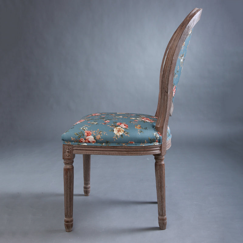 Vintage Floral & Bird Upholstered Chair Wooden Frame for Dining/Living Room