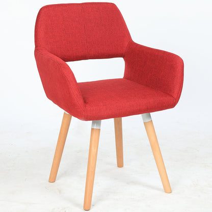 Casual Upholstered Dining Chair Versatile Fabric Prints Armrest Design & Wooden Legs for Lively Spaces