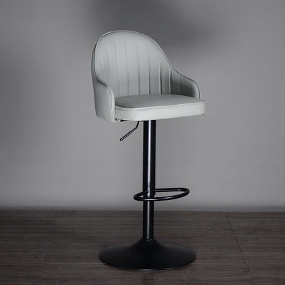 Bar Chair Bar Stool with Vertical Channel-Tufted Backrest Upholstered Cushion Black Metal Base Multifunctional Height Adjustable Swivel Stool for Home Bar Kitchen Island Pub Living Room Home Decor