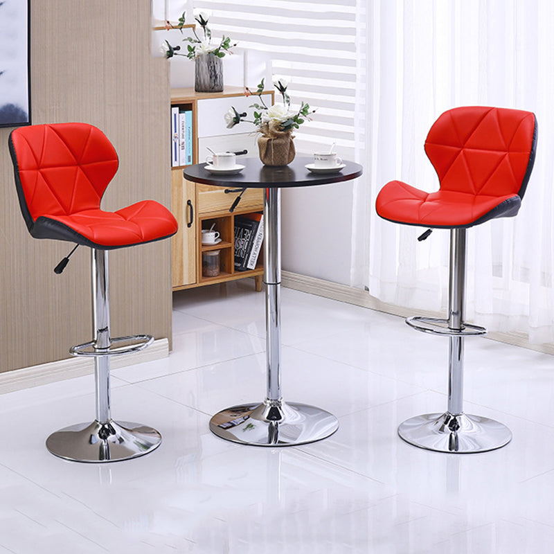 Bar Stool Adjustable Height Swivel Bar Chair with Backrest PU Leather Fabric Upholstered Counter Height Stool with Chrome Base and Footrest for Kitchen Island Pub and Home Bar