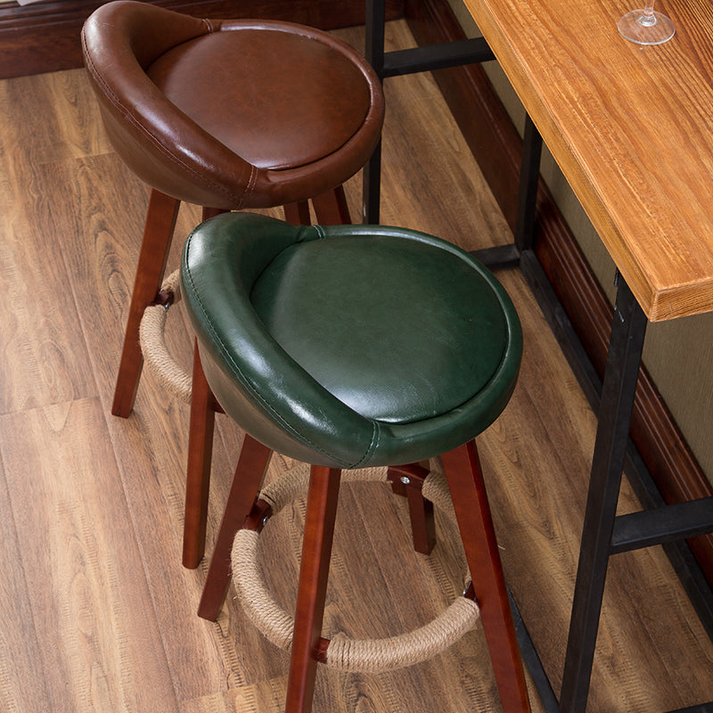 Bar Chair Bar Stool with Hemp Rope Wrapped Footrest Bucket Seat Design Fabric Upholstered Solid Beech Wood Legs Multifunctional Counter Chair for Home Bar Kitchen Island Cafe Pub Indoor Home Decoration