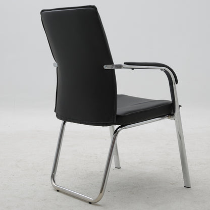 Office Chair PU Leather Upholstered Seat and Backrest with Chrome Metal Sled Base Ergonomic Armrest Padded Executive Guest Chair for Conference Room Reception Waiting Room and Home Office