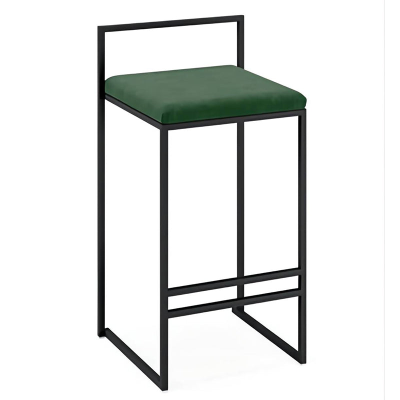 Bar Chair Bar Stool with Minimalist Square Frame Velvet Cushion Black Metal Base Stationary Stool for Home Bar Kitchen Island Pub Living Room Home Decor