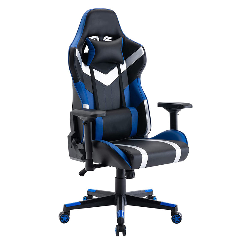 Ergonomic Gaming Chair High Back PU Leather Racing Style Computer Chair with Adjustable Headrest Lumbar Pillow 160° Reclining 4D Armrest Swivel Office Chair