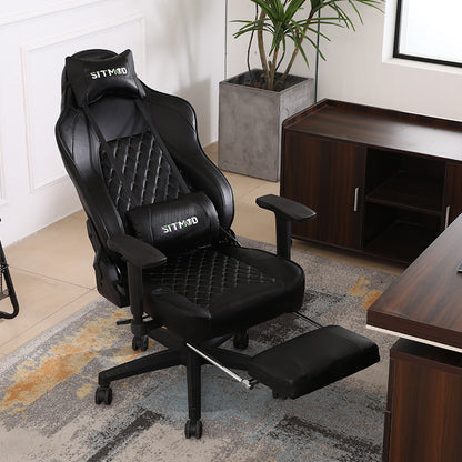 Ergonomic Gaming Chair High Back PU Leather Racing Style Computer Chair with Headrest Lumbar Pillow Footrest Adjustable Armrests for Gaming and Office